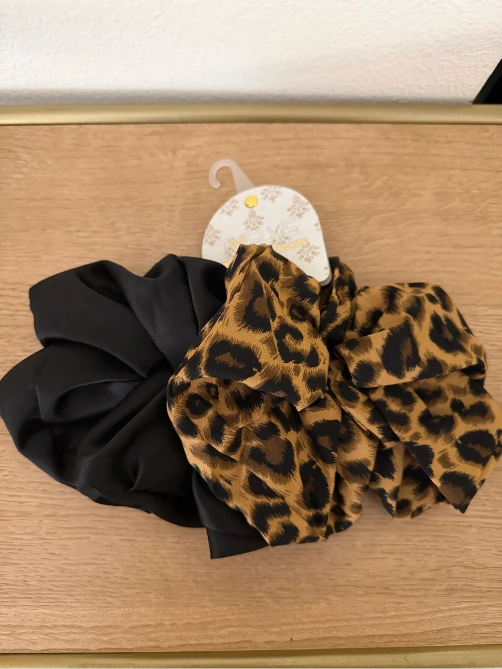 Leopard Print & Black Oversized Scrunchie Set - Stylish Women’s Hair Accessories